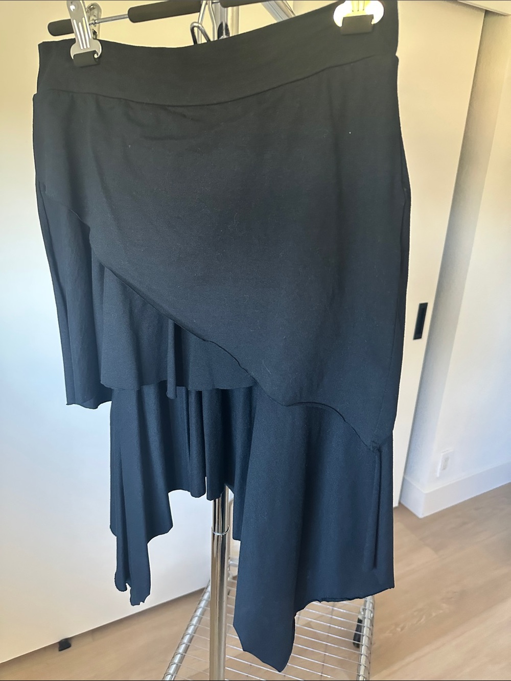 Asymmetrical Black Layered Women's Skirt